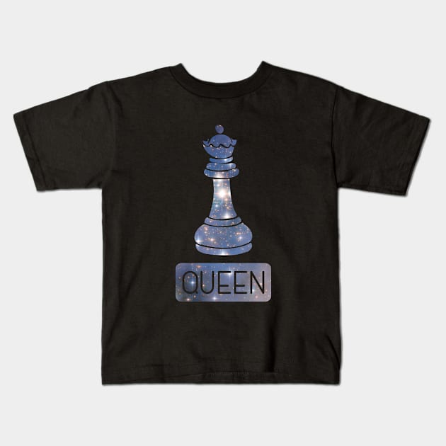 Queen Chess Piece Starry Night Galaxy Kids T-Shirt by yeoys